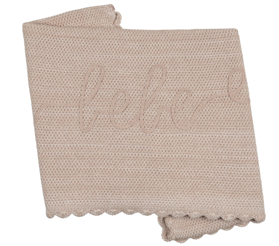 PELUCHE MELANGE SCALLOPPED STITCHING BLANKET(OS)