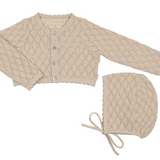 PELUCHE POINTELLE CARDI W/BONNET (3M-12M)
