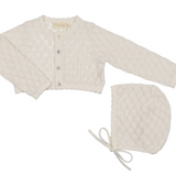 PELUCHE POINTELLE CARDI W/BONNET (3M-12M)