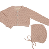 PELUCHE POINTELLE CARDI W/BONNET (3M-12M)