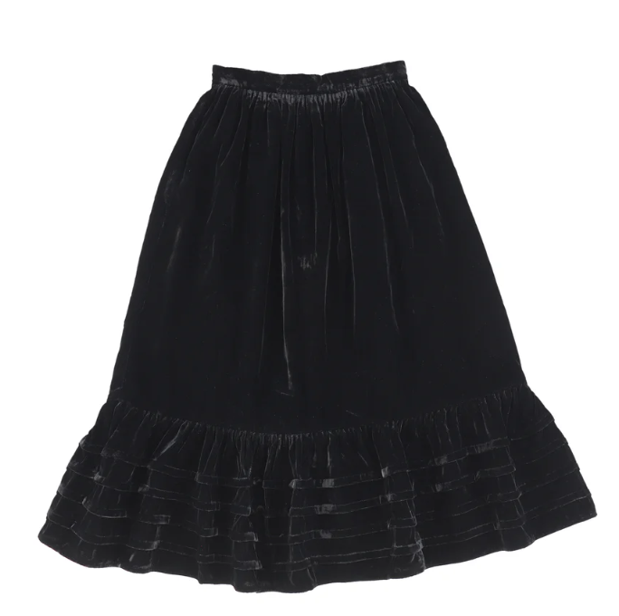 PETITE AMALIE VELVET PLEATED MIDI SKIRT (12-18Y)