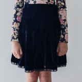 PETITE AMALIE VERTICAL LACE VELVET SKIRT(10-18Y)