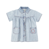 PIUPIUCHICK COLLAR SHORT DRESS W/POCKETS (3-6Y)