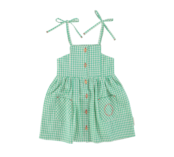 PIUPIUCHICK LONG DRESS TIE UP STRAPS W/POCKETS(6-12Y) - Klade Children's Boutique