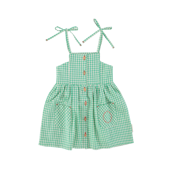 PIUPIUCHICK LONG DRESS TIE UP STRAPS W/POCKETS(6-12Y) - Klade Children's Boutique