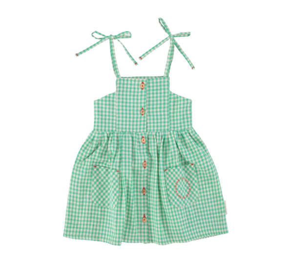 PIUPIUCHCIK SHORT DRESS TIE UP STRAPS W/POCKETS (3-4Y) - Klade Children's Boutique