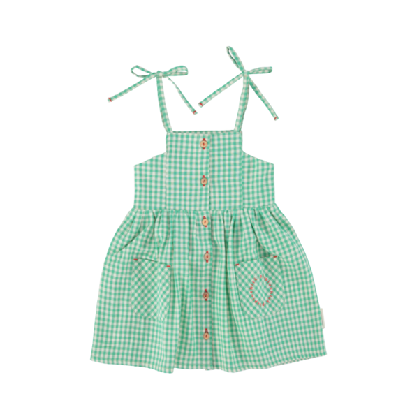 PIUPIUCHCIK SHORT DRESS TIE UP STRAPS W/POCKETS (3-4Y) - Klade Children's Boutique