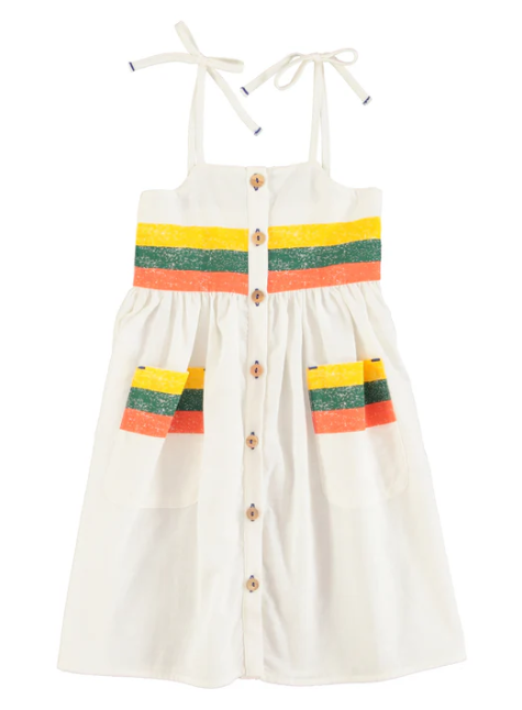 PIUPIUCHICK LONG DRESS WSTRIPES PRINT(3-12Y)