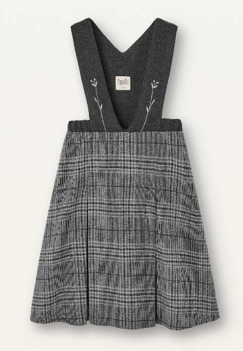 POPELIN WOOLLEN DRESS W/BIB (5-14Y)