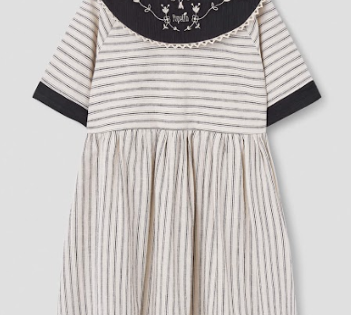 POPELIN EMBROIDERED BIB COLLAR DRESS (2-12Y)  Klade Children's Boutique