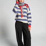INDEE WILLOW ROUND NECK PULLOVER W/STRIPES(10-L)