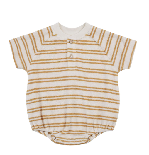 QUINCY MAE TERRY HENLEY ROMPER(3M-24M)