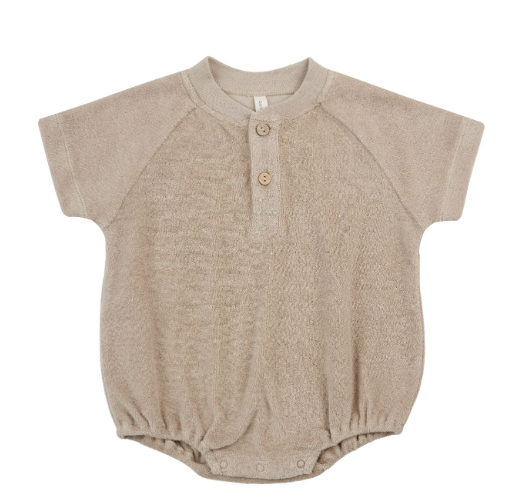 QUINCY MAE TERRY HENLEY ROMPER(3M-24M)