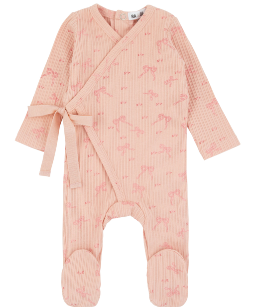 RA & DA MOCKWRAP BOW PRINT FOOTIE(3M-12M)