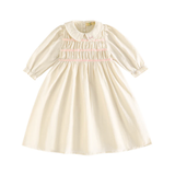 RETRO KID HALSTON 3/4 SLEEVE SMOCKED DRESS (7-8Y)