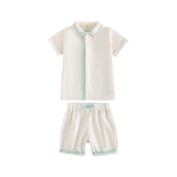 RETRO KID BENNETT COLLAR SHIRT W/SHORTS SET(2-6Y)