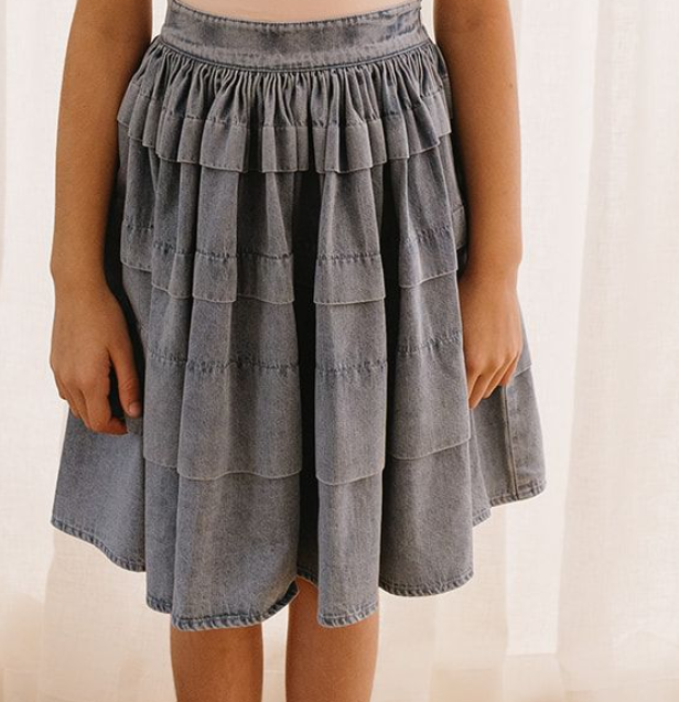 STEPH CHAMBRAY PLEATED SKIRT (6-16Y)
