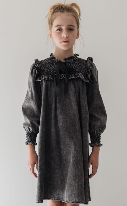 STEPH CHAMBRAY SHIRRED YOKE DRESS(3-14Y)
