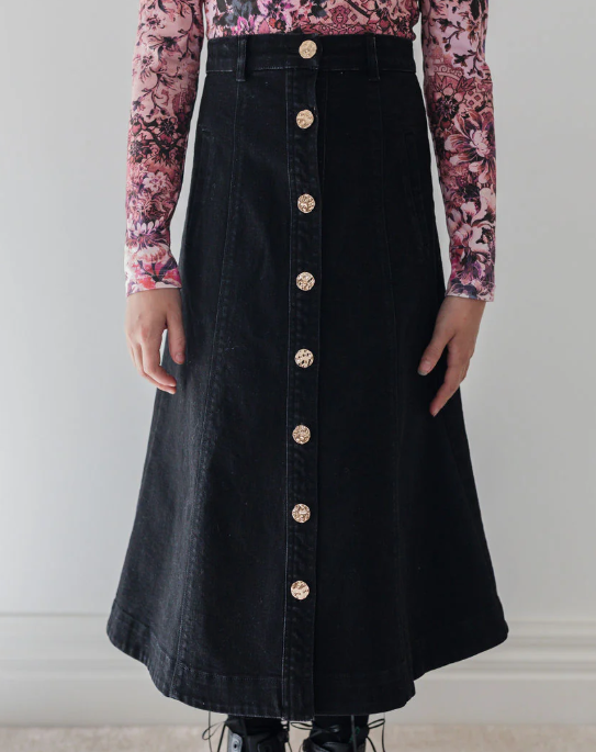 STEPH DENIM BUTTON FRONT SKIRT (12-18Y)