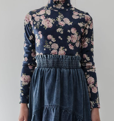 STEPH FLORAL PRINT VELVET KNIT TOP (12-18Y)