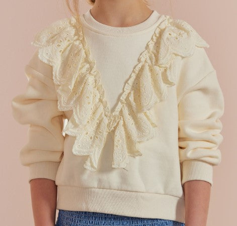 STEPH LACE RUFFLE SWEATTOP(3-16Y)