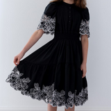 PETITE AMALIE SHIRRED EMBROIDERED DRESS (10-18Y) - Klade Children's Boutique