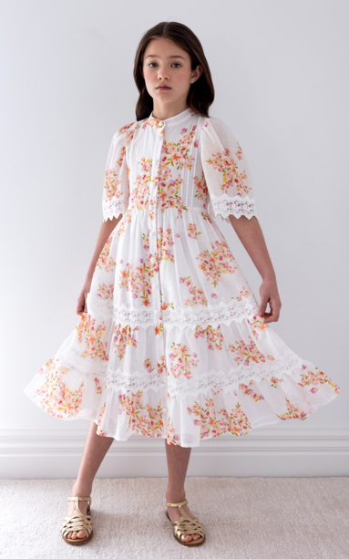 PETITE AMALIE FLORAL LACE SHIRT DRESS (10-18Y) - Klade Children's Boutique