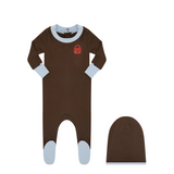 LITTLE PARNI BROWN FOOTIE PAJAMAS (3M-18M)