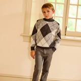 LITTLE PARNI BOYS ARGYLE SWEATER (2-16Y)