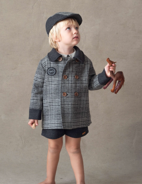 POPELIN WOOLLEN DOUBLE BREASTED COAT (18M-5Y)