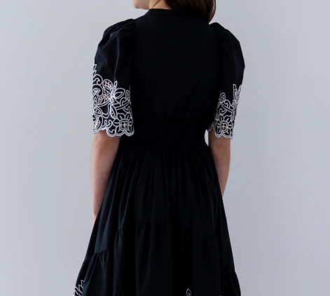 PETITE AMALIE SHIRRED EMBROIDERED DRESS (10-18Y) - Klade Children's Boutique