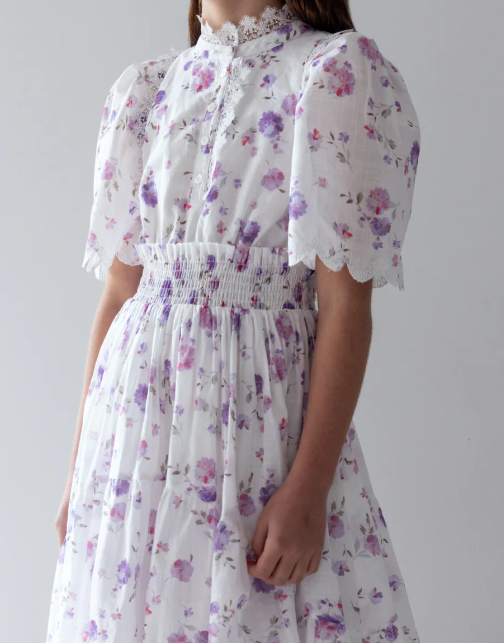 PETITE AMALIE FLORAL SHIRRED WAIST DRESS(10-18Y) - Klade Children's Boutique