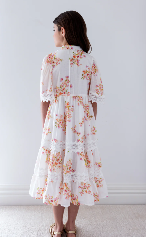 PETITE AMALIE FLORAL LACE SHIRT DRESS (10-18Y) - Klade Children's Boutique