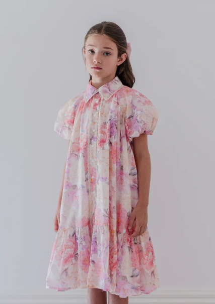 PETITE AMALIE DAHLIA PRINT SHIRT DRESS (4-18Y) - Klade Children's Boutique