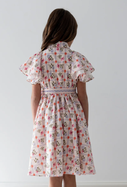STEPH FLOWER GRID SHIRT DRESS (10-18Y)