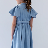 STEPH FLUTTER SLEEVE SHIRT DRESS (6-18Y) - Klade Children's Boutique