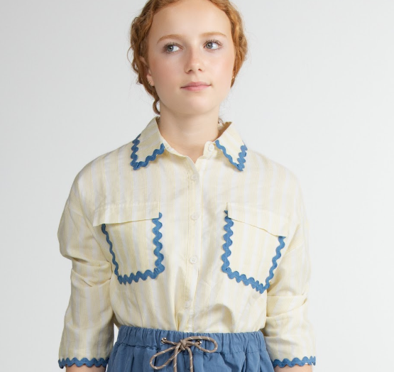HEV SHIRT WITH RIC RAC PKTS TOP (P-L) - Klade Children's Boutique
