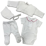 LA MASCOT CARDI W/ONESIE BONNET & PANTS(1M-6M)