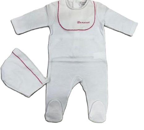 LA MASCOT FOOTED STRETCHIE W/BONNET (1M-6M)