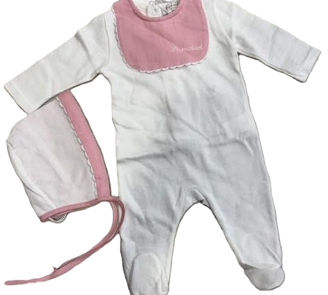 LA MASCOT BIB STRETCHIE  W/BONNET (1M-6M)