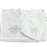 BLANC BABY MIMOSA BIB/BONNET (NB)