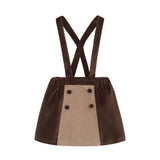 POPELIN VELVET CONTRASTING SHORT SKIRT W/STRAPS(2-6Y)