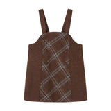 POPELIN WOOL SHORT DRESS W/CONTRAST BIB (18M-8Y)