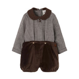 POPELIN VELVET CONTRAST 2PC BABY PLAYSUIT(9M-3Y)