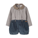 POPELIN VELVET CONTRAST 2PC BABY PLAYSUIT(9M-3Y)
