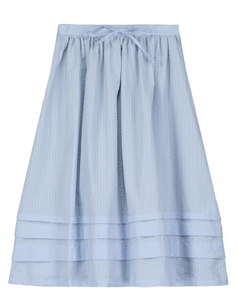 TANGERINE SEERSUCKER PLEATED MIDI SKIRT(10-16Y)