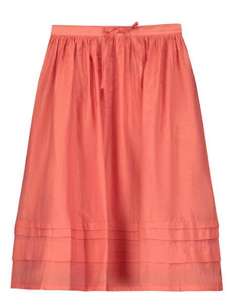 TANGERINE VOILE PLEATED MIDI SKIRT (10-16Y)