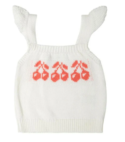 TOCOTO VINTAGE CHERRIES KNIT TOP (6M-2Y)