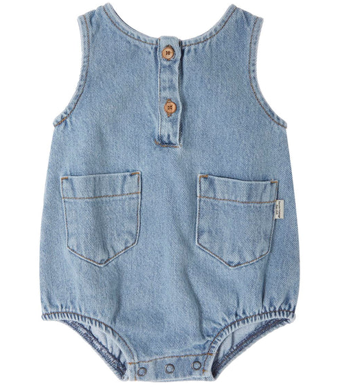 TOCOTO VINTAGE DENIM BABY BODY (6M-2Y)