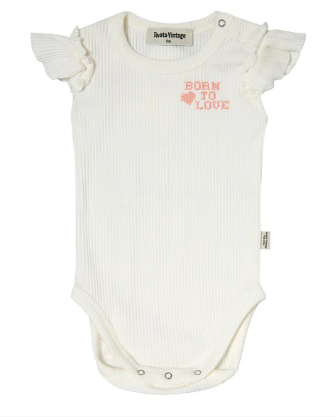 TOCOTO VINTAGE RUFFLE SLEEVE BODYSUIT (6M-2Y)